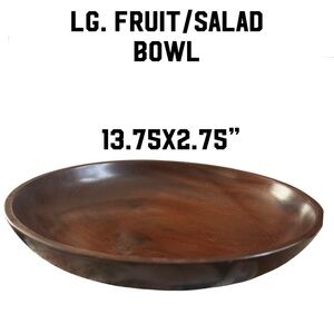 Lg VTG wooden fruit or salad bowl almost 14 x 3“ stunning wood-grain EUC
